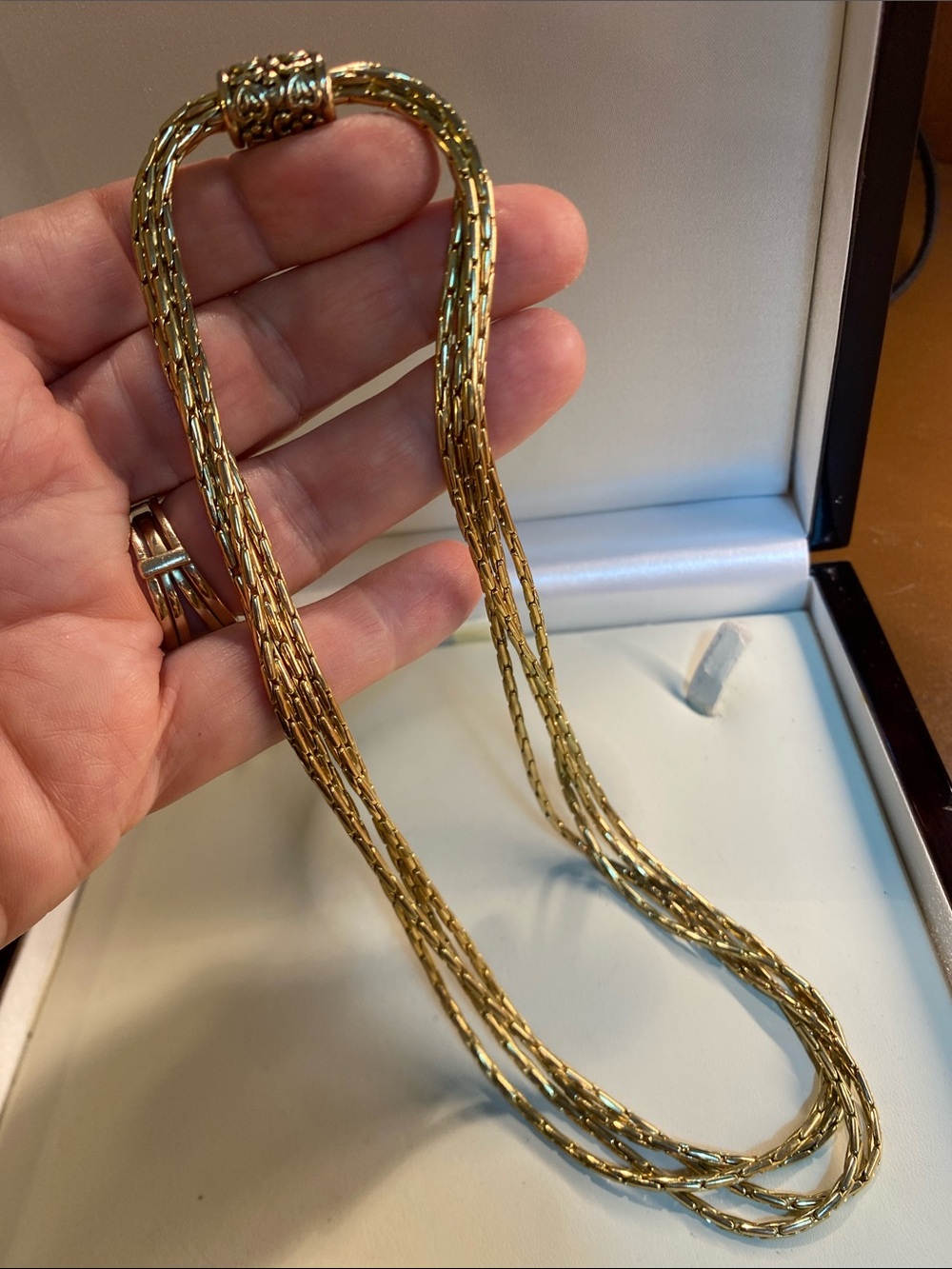 Vintage Gold Tone Multi Strand Chain Necklace Magnetic Clasp Statement Necklace
